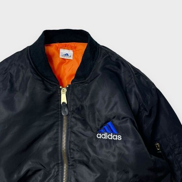 Vtg 90s BL adidas Reversible Logo Bomber Flight Jacket, Alpha MA-1 Heavyweight L - Picture 6 of 14